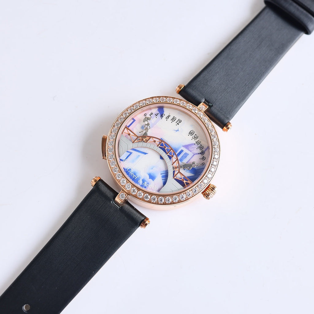 VAN CLEEF & ARPELS LADY ARPELS LOVER BRIDGE WHITE DIAL PINK GOLD CASE