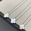 VCA CLOVER MEDIUM SILVER WHITE MOP NECKLACE