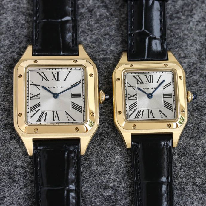 CARTIER SANTOS DUMONT LADY GOLD CASE CROCODILE STRAP