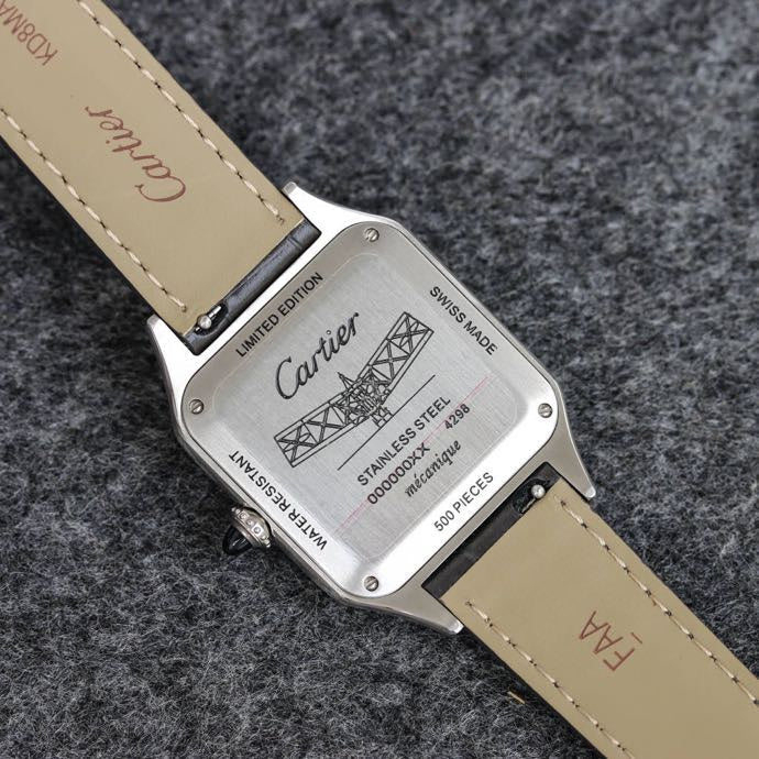 CARTIER SANTOS DUMONT LADY SILVER CASE CROCODILE STRAP