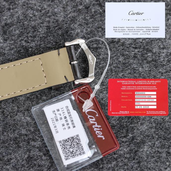 CARTIER SANTOS DUMONT LADY SILVER CASE CROCODILE STRAP