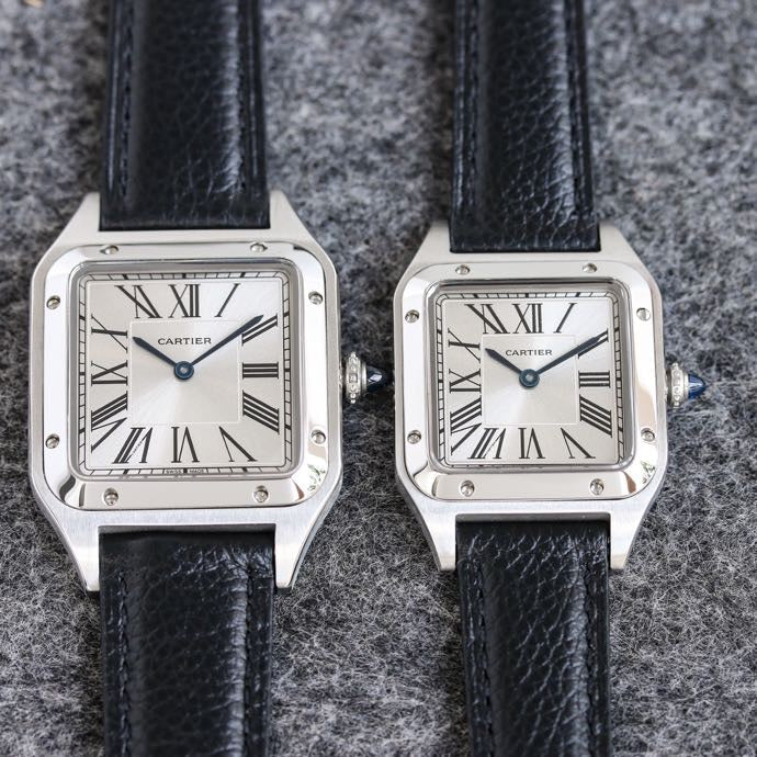 CARTIER SANTOS DUMONT LADY SILVER CASE LEATHER STRAP