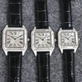 CARTIER SANTOS DUMONT LADY SILVER CASE CROCODILE STRAP