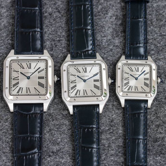 CARTIER SANTOS DUMONT LADY SILVER CASE CROCODILE STRAP