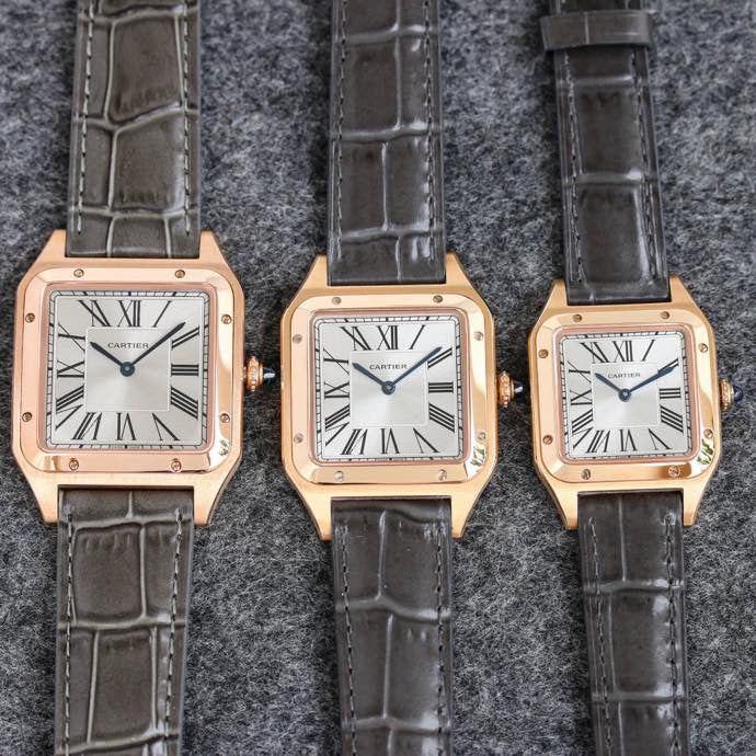 CARTIER SANTOS DUMONT LADY PINK GOLD CASE CROCODILE STRAP