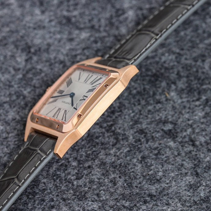 CARTIER SANTOS DUMONT LADY PINK GOLD CASE CROCODILE STRAP