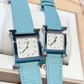 HERMES HEURE H 26 SILVER WHITE DIAL EPSOM LEATHER