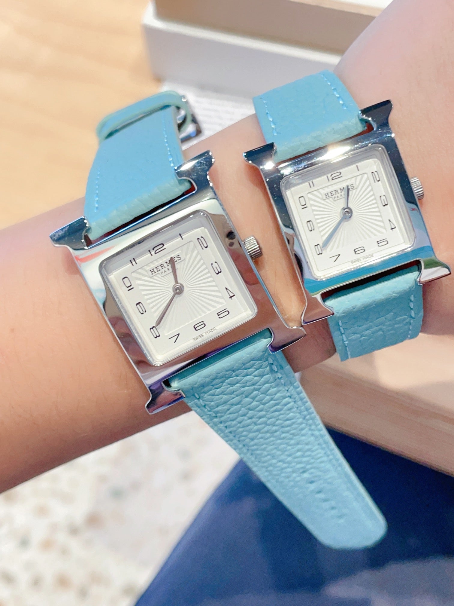 HERMES HEURE H 26 SILVER WHITE DIAL EPSOM LEATHER