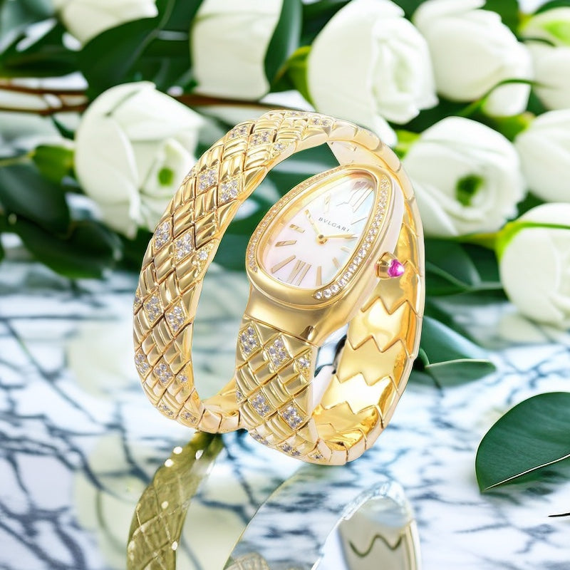 BVLGARI SERPENTI SPIGA 35 GOLD WHITE DIAL