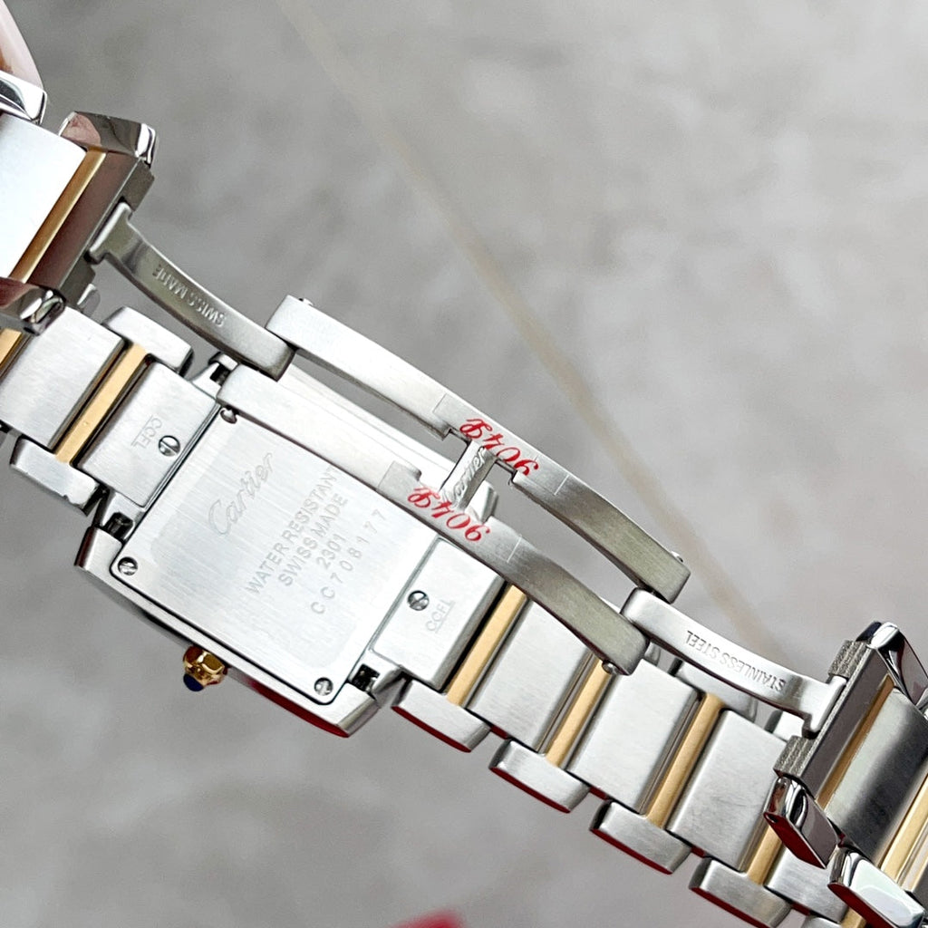 CARTIER TANK FRANCAISE 28 GOLD STEEL WHITE DIAL