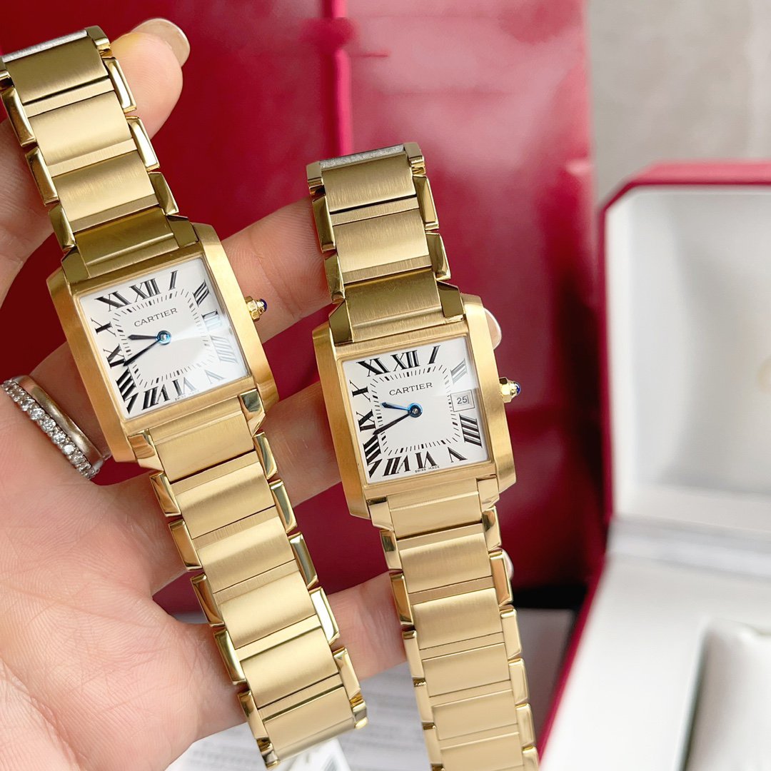 CARTIER TANK FRANCAISE GOLD WHITE DIAL