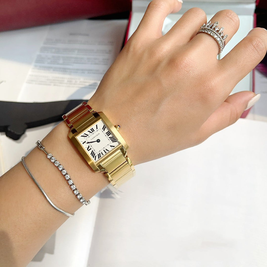 CARTIER TANK FRANCAISE GOLD WHITE DIAL