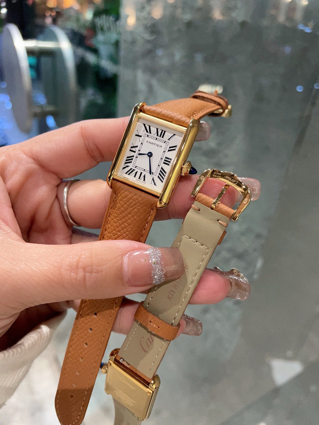CARTIER TANK MUST GOLD BROWN EPSOM LEATHER