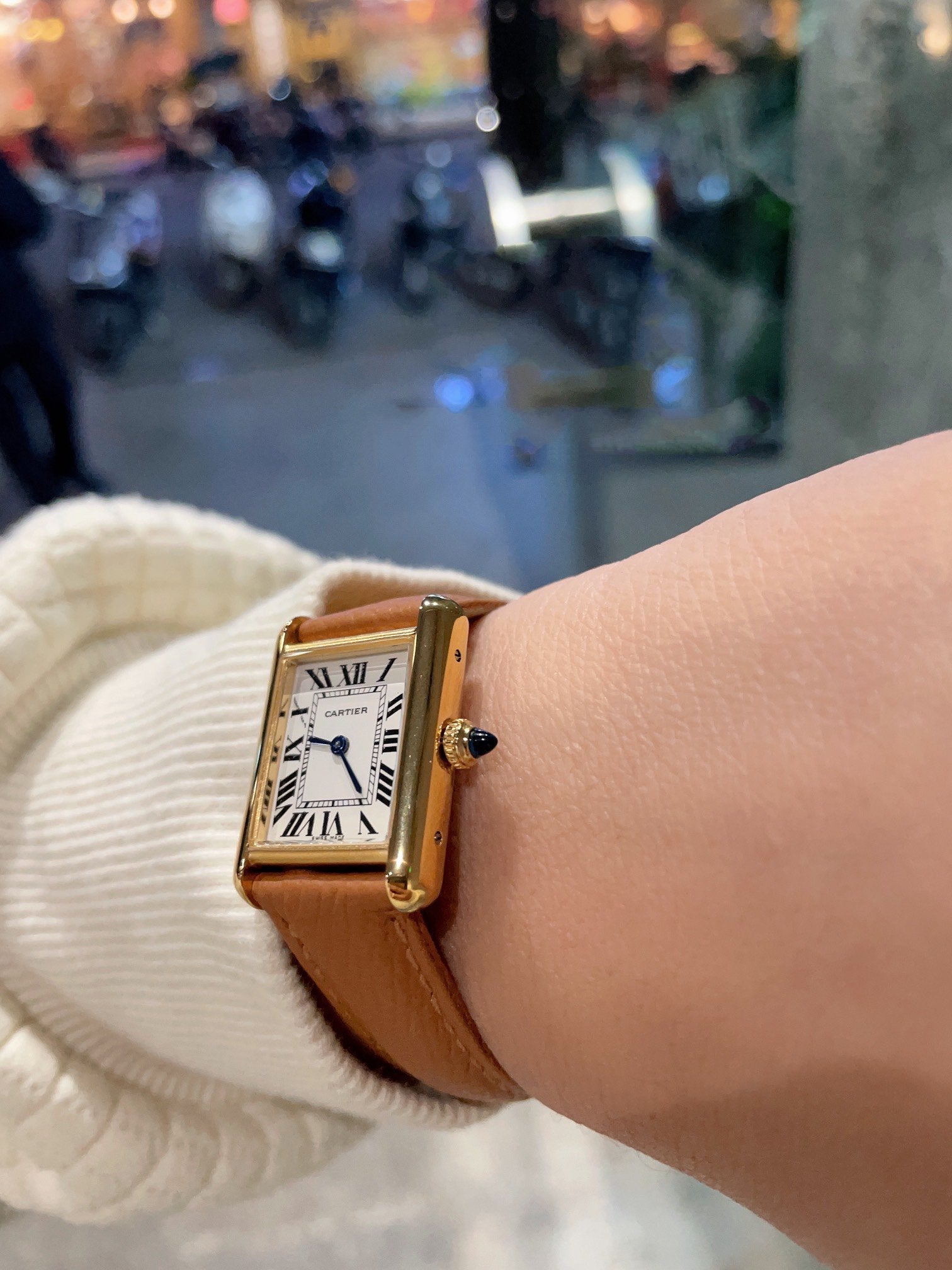 CARTIER TANK MUST GOLD BROWN EPSOM LEATHER