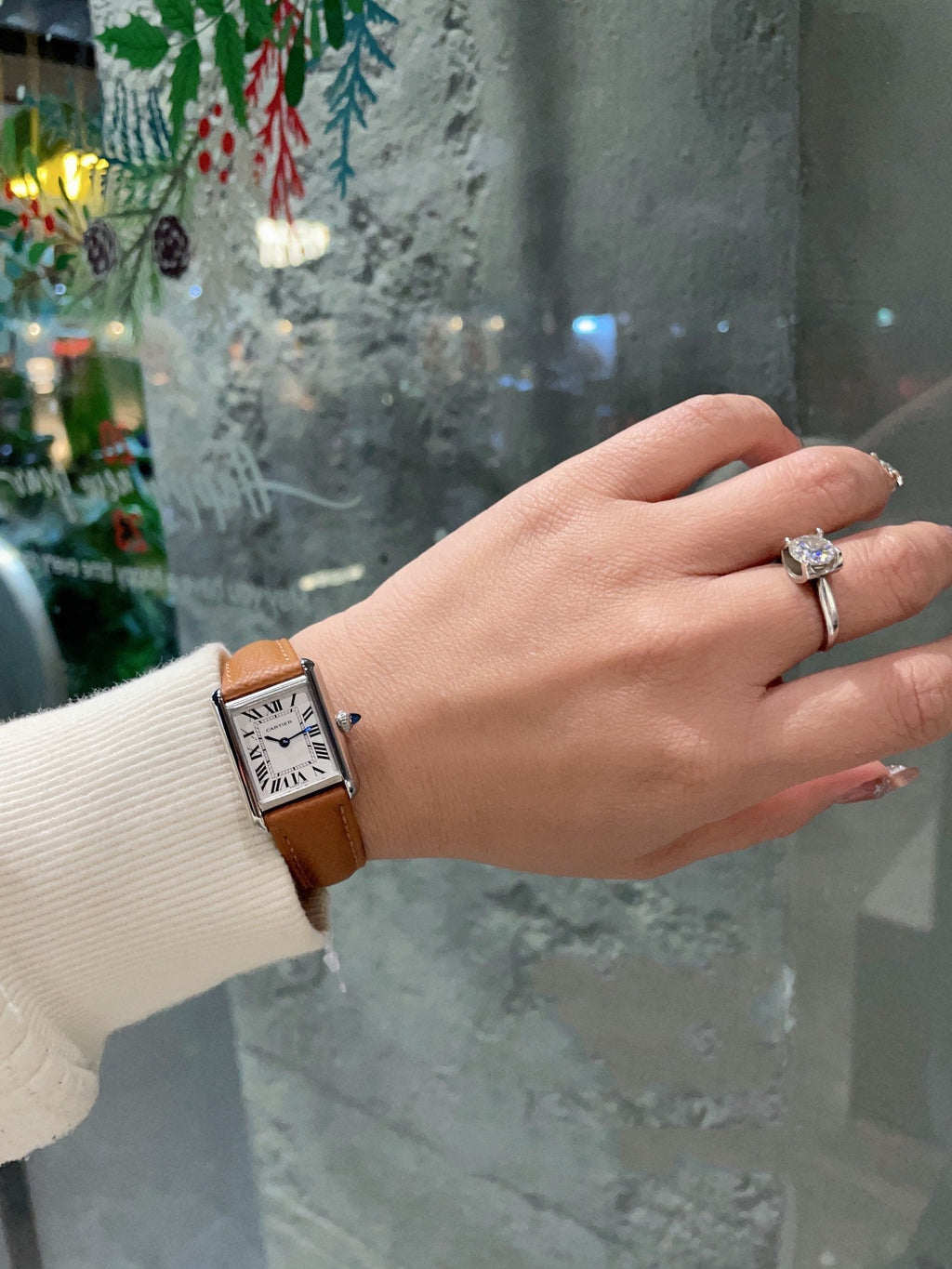 CARTIER TANK MUST STEEL BROWN EPSOM LEATHER