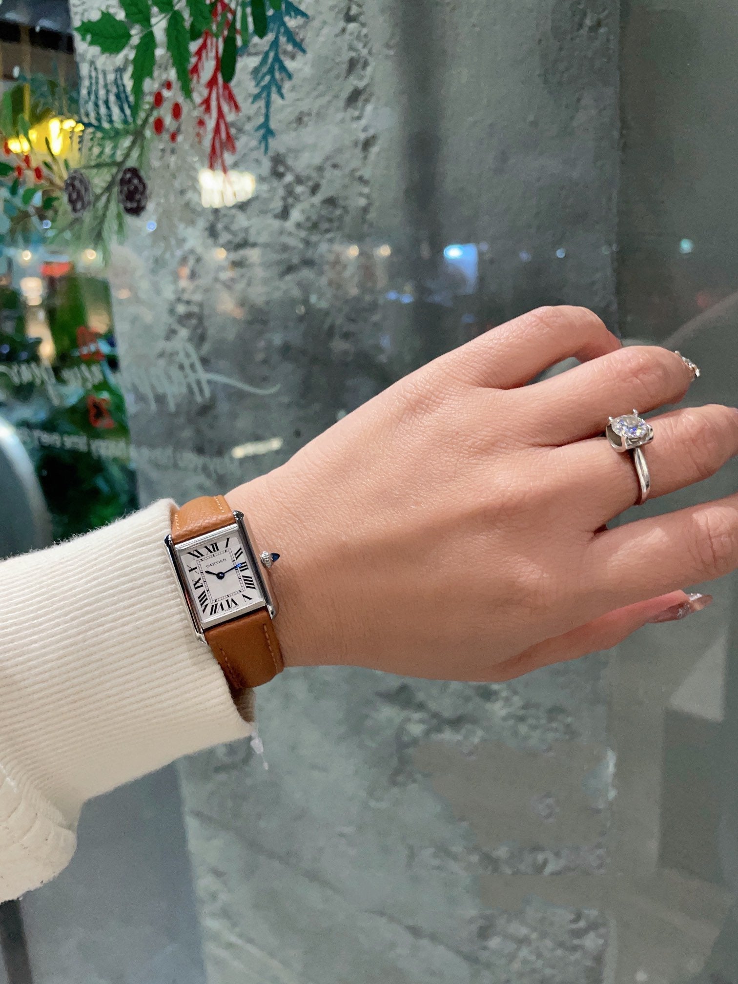 CARTIER TANK MUST STEEL BROWN EPSOM LEATHER