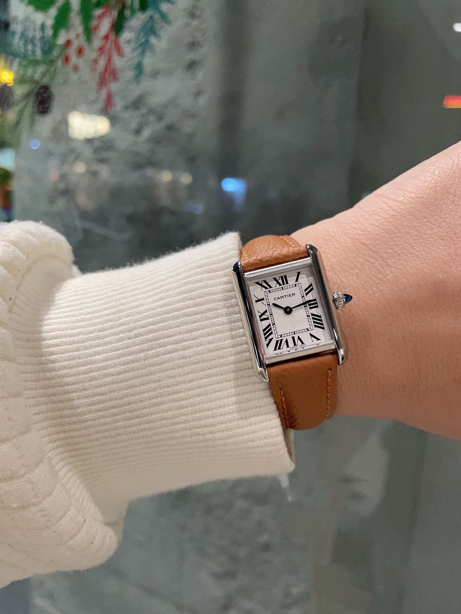 CARTIER TANK MUST STEEL BROWN EPSOM LEATHER