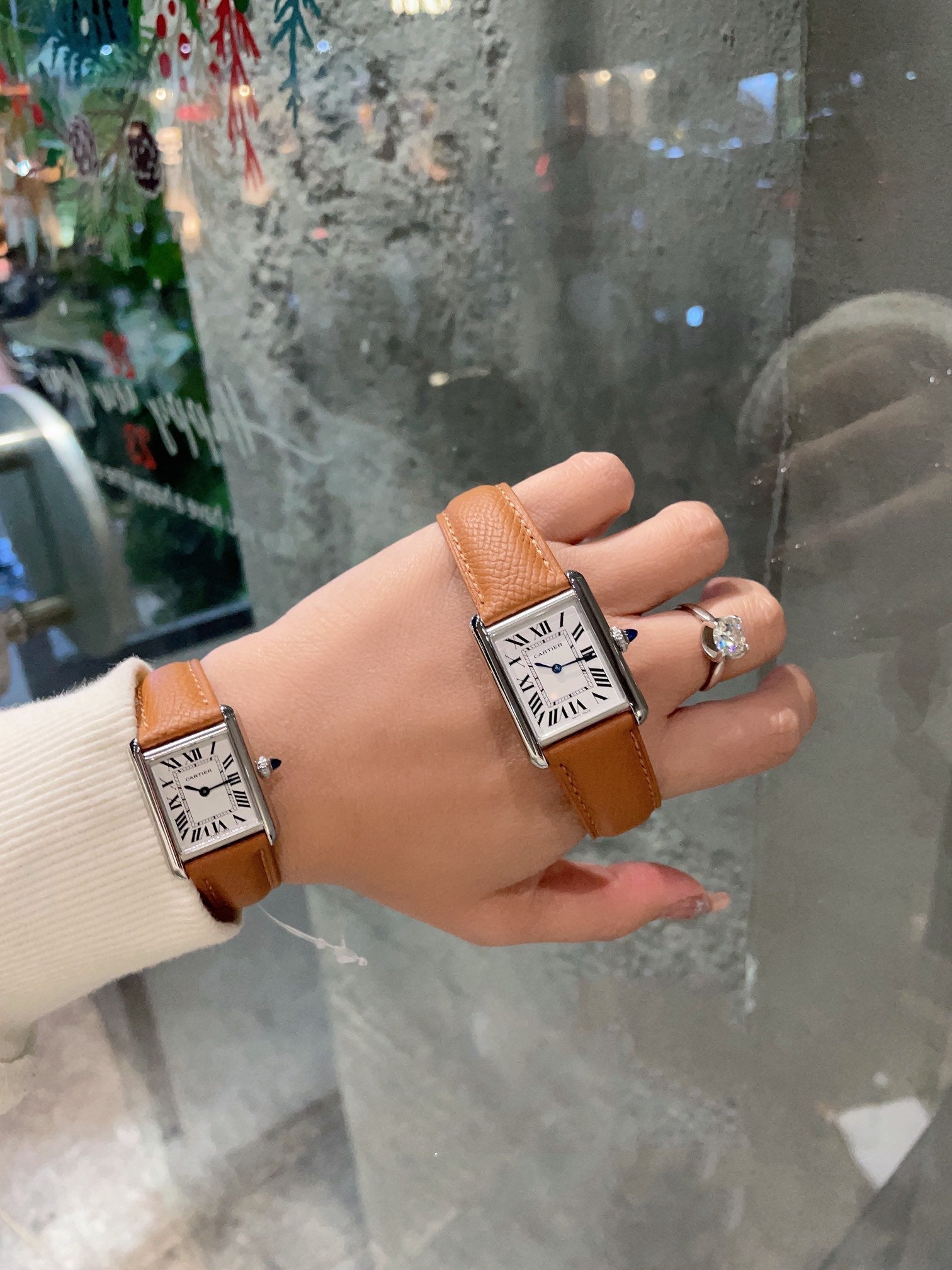CARTIER TANK MUST STEEL BROWN EPSOM LEATHER