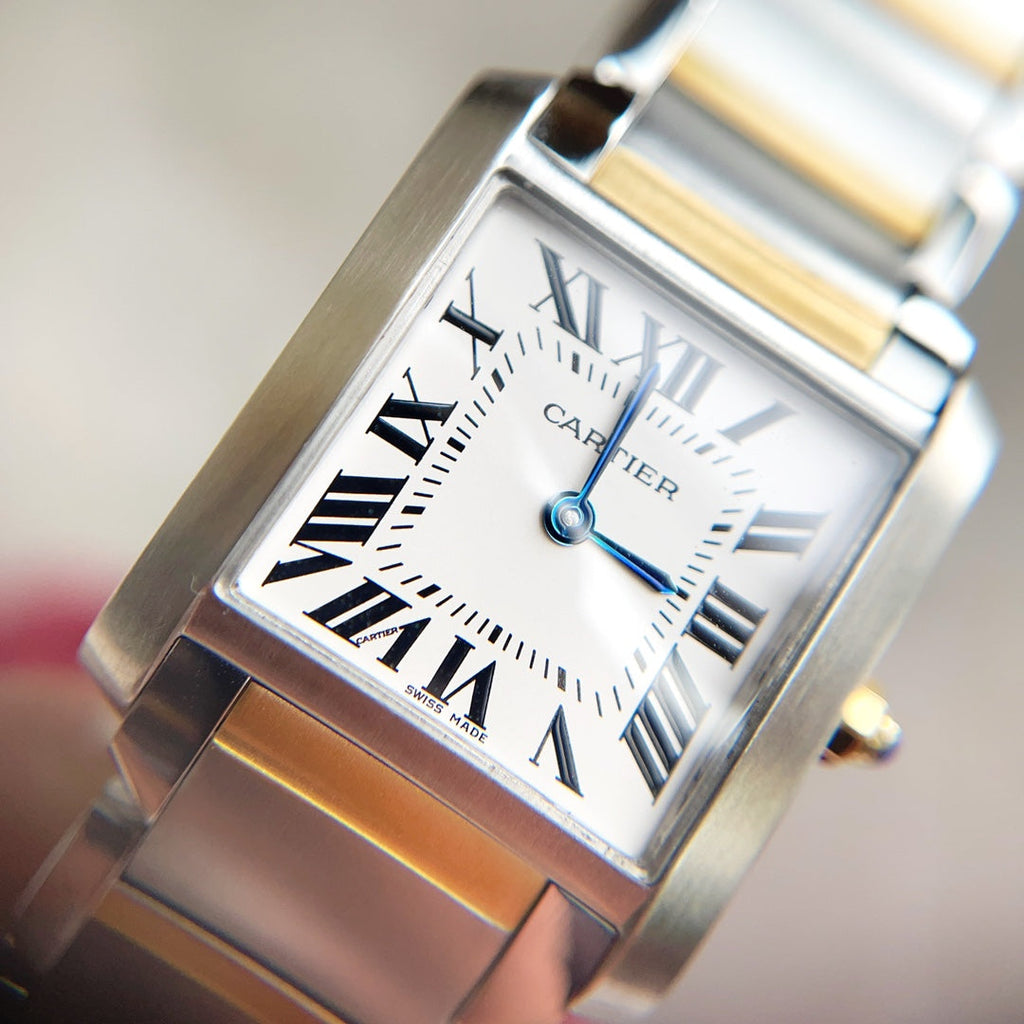 CARTIER TANK FRANCAISE 25 GOLD STEEL WHITE DIAL