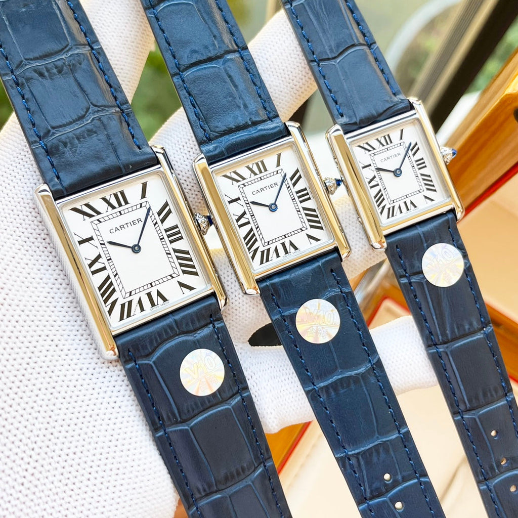 CARTIER TANK MUST SILVER CASE LEATHER