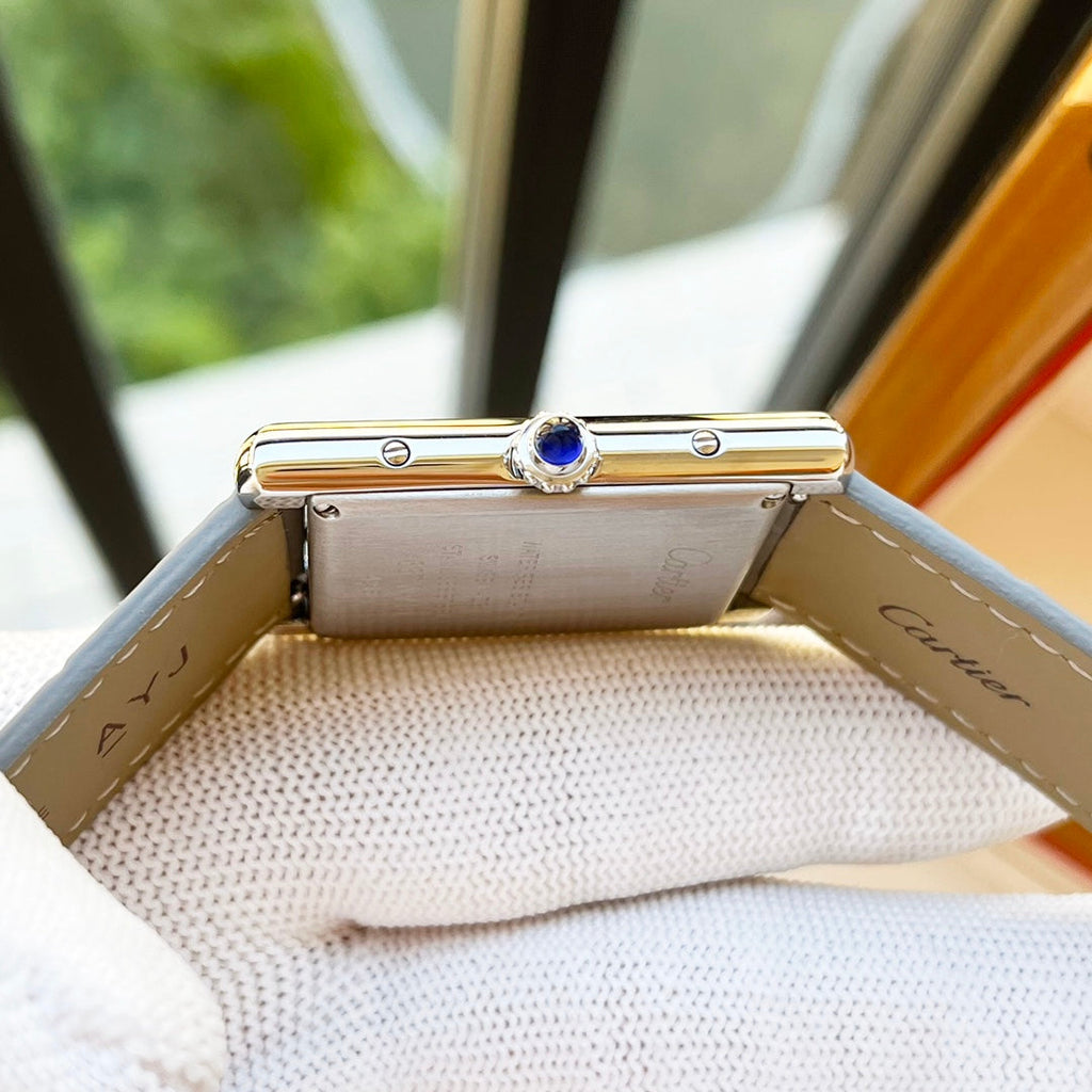 CARTIER TANK MUST SILVER CASE LEATHER