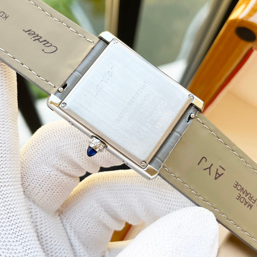 CARTIER TANK MUST SILVER CASE LEATHER
