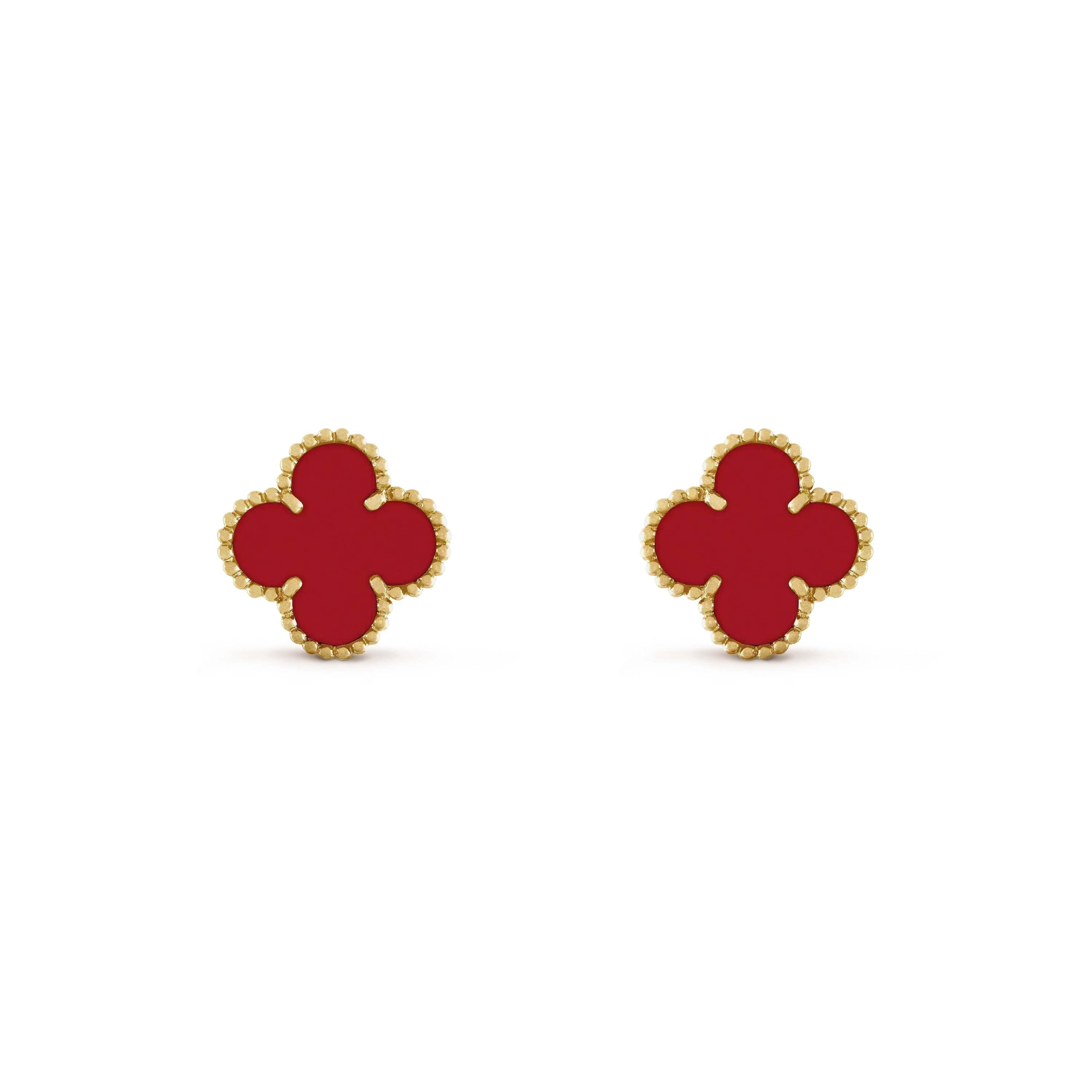 VCA CLOVER MINI 9.5MM CARNELIAN EARRINGS