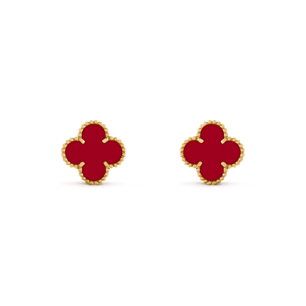 VCA CLOVER MEDIUM 1 MOTIFS CARNELIAN EARRINGS