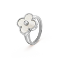 VCA CLOVER SILVER MOP DIAMOND RING