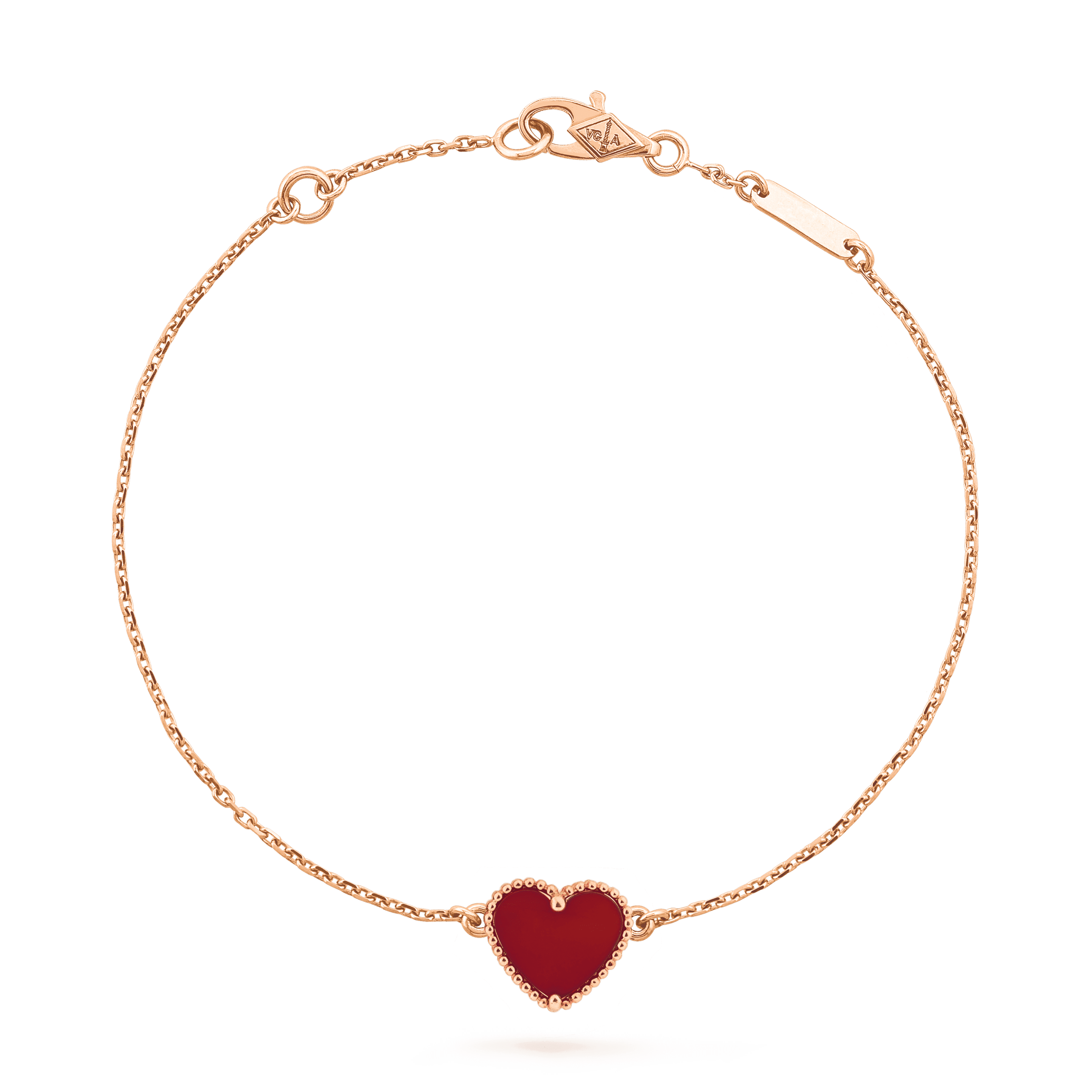VCA HEART CARNELIAN PINK GOLD BRACELET