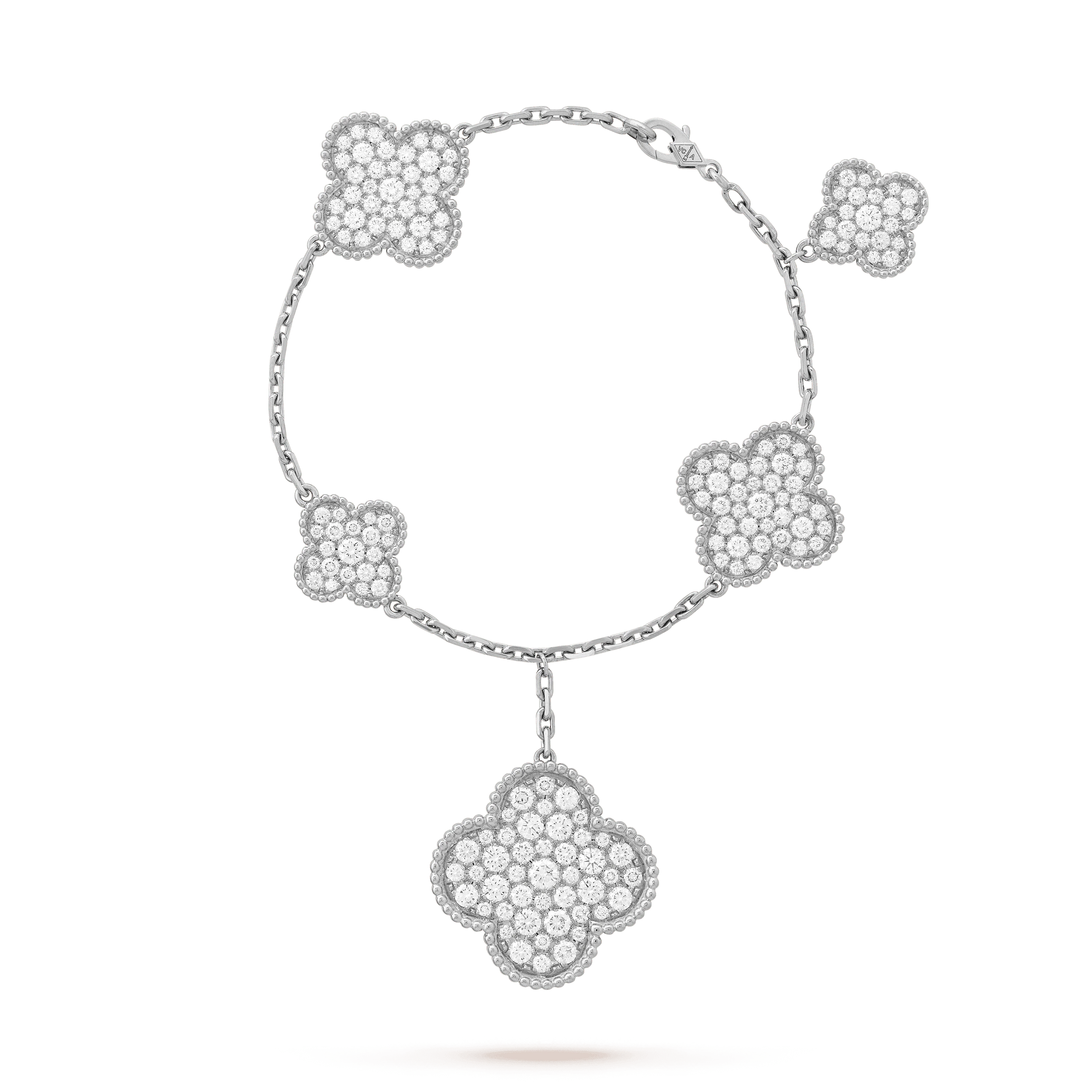 VCA CLOVER 6 MOTIFS SILVER DIAMOND BRACELET