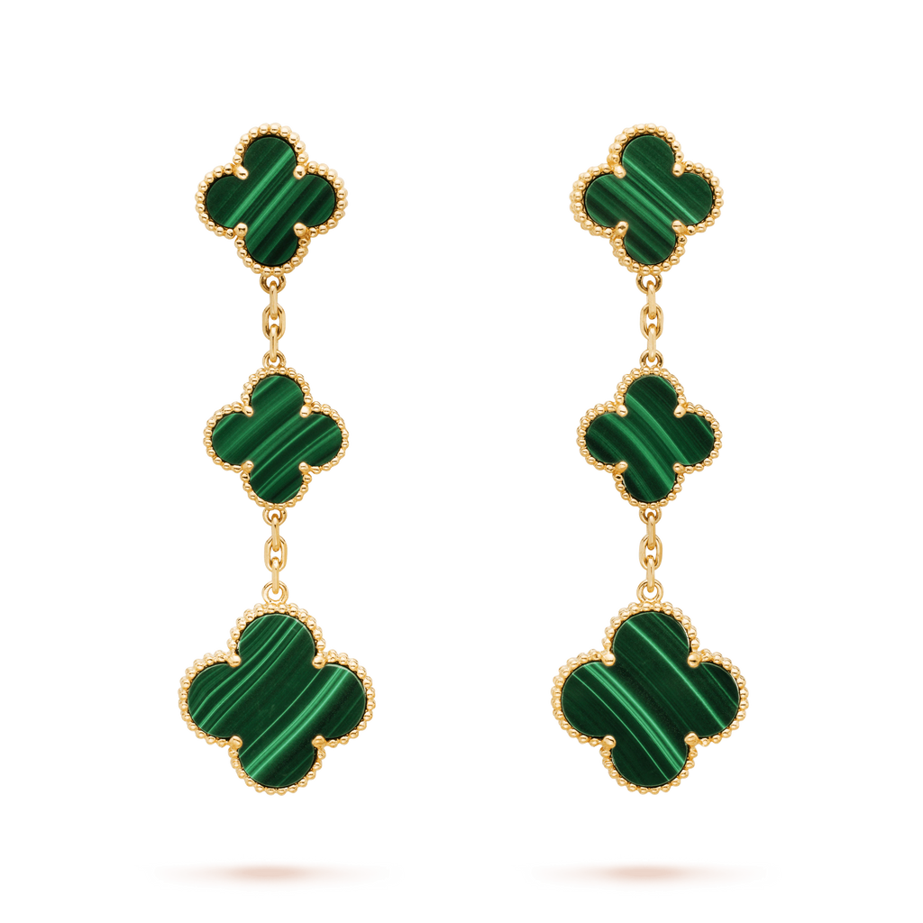 VCA CLOVER MALACHITE 3 MOTIFS GOLD