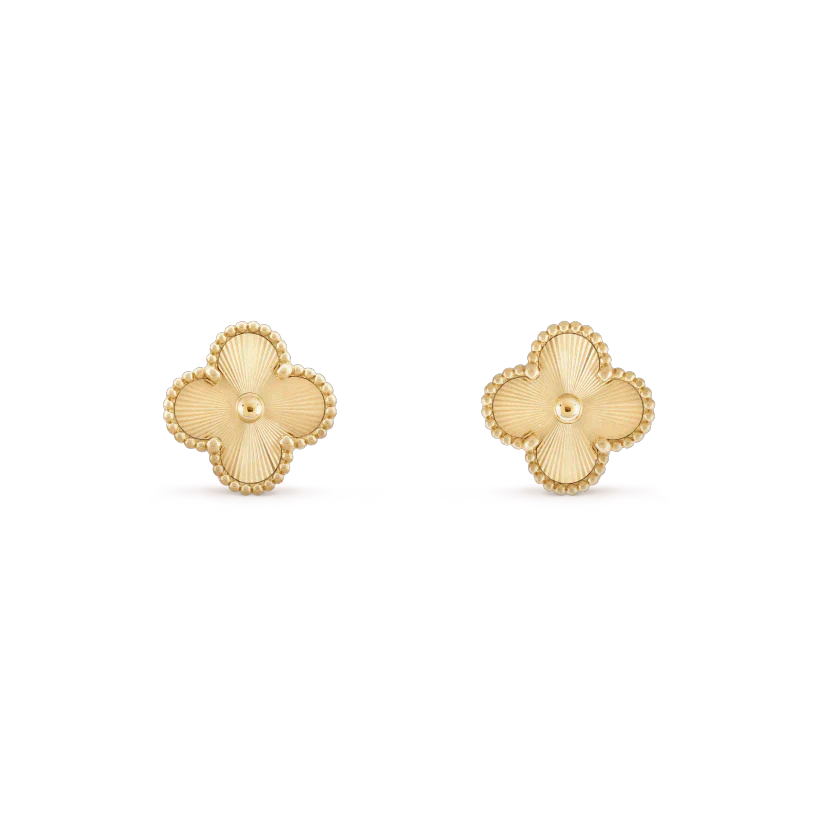 VCA CLOVER MINI 9.5MM LASER EARRINGS