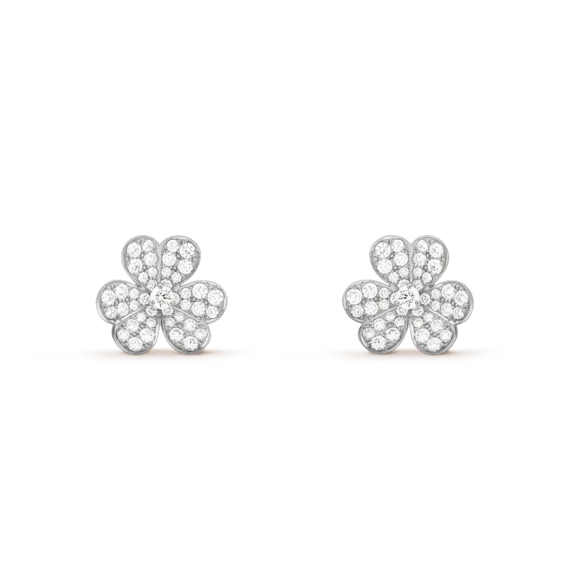 VCA CLOVER COMOS DIAMOND EARRINGS SILVER