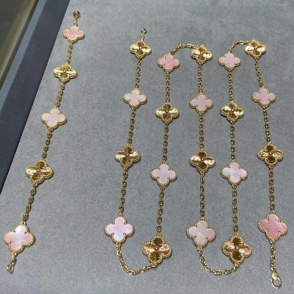 VCA CLOVER 20 MOTIFS LASER PINK MOP NECKLACE