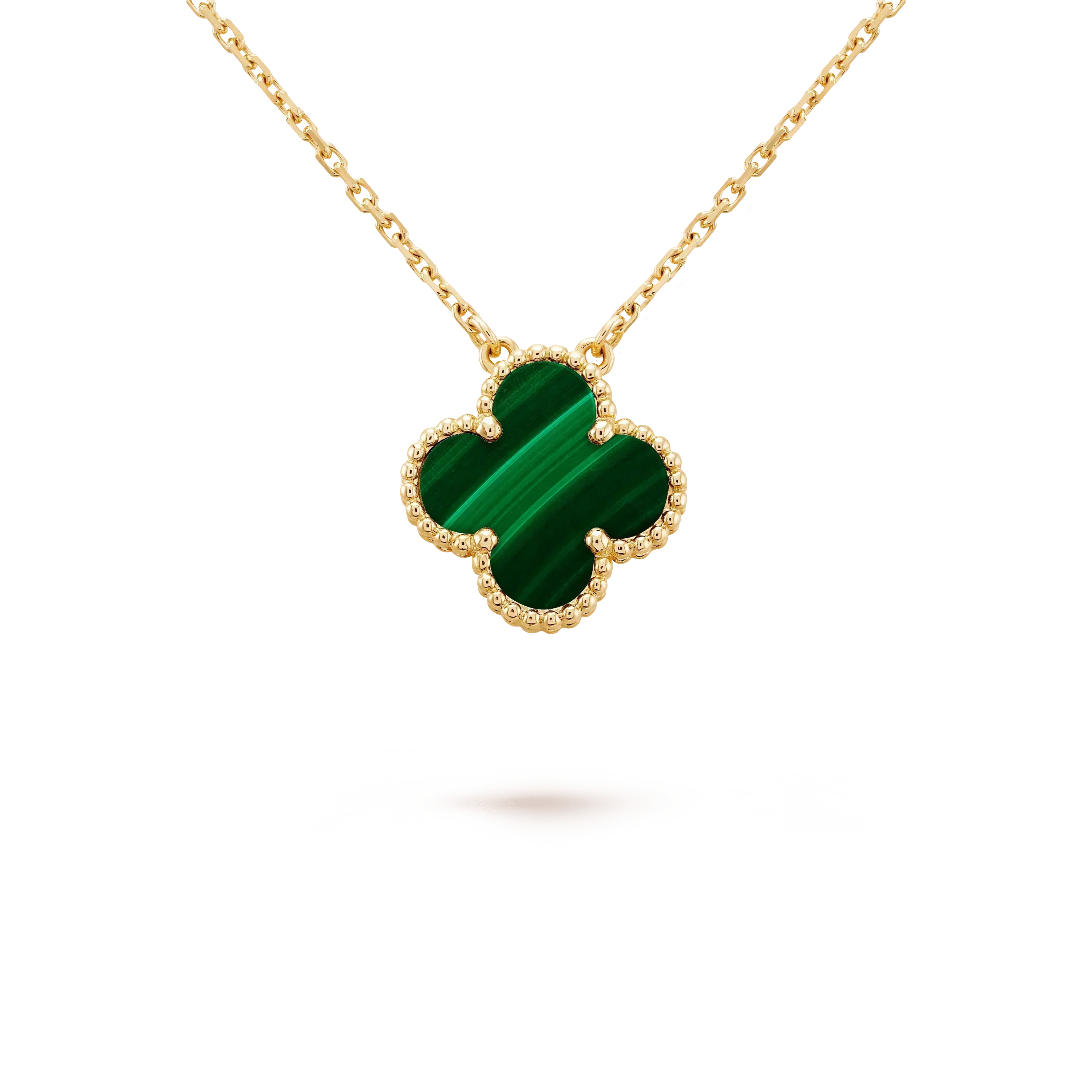 VCA CLOVER 15MM MALACHITE SINGLE FLOWER NECKLACE