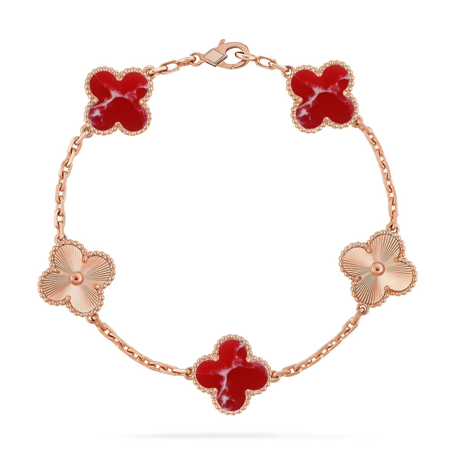 VCA CLOVER 5 MOTIF RED PATTERN BRACELET COLLECTION