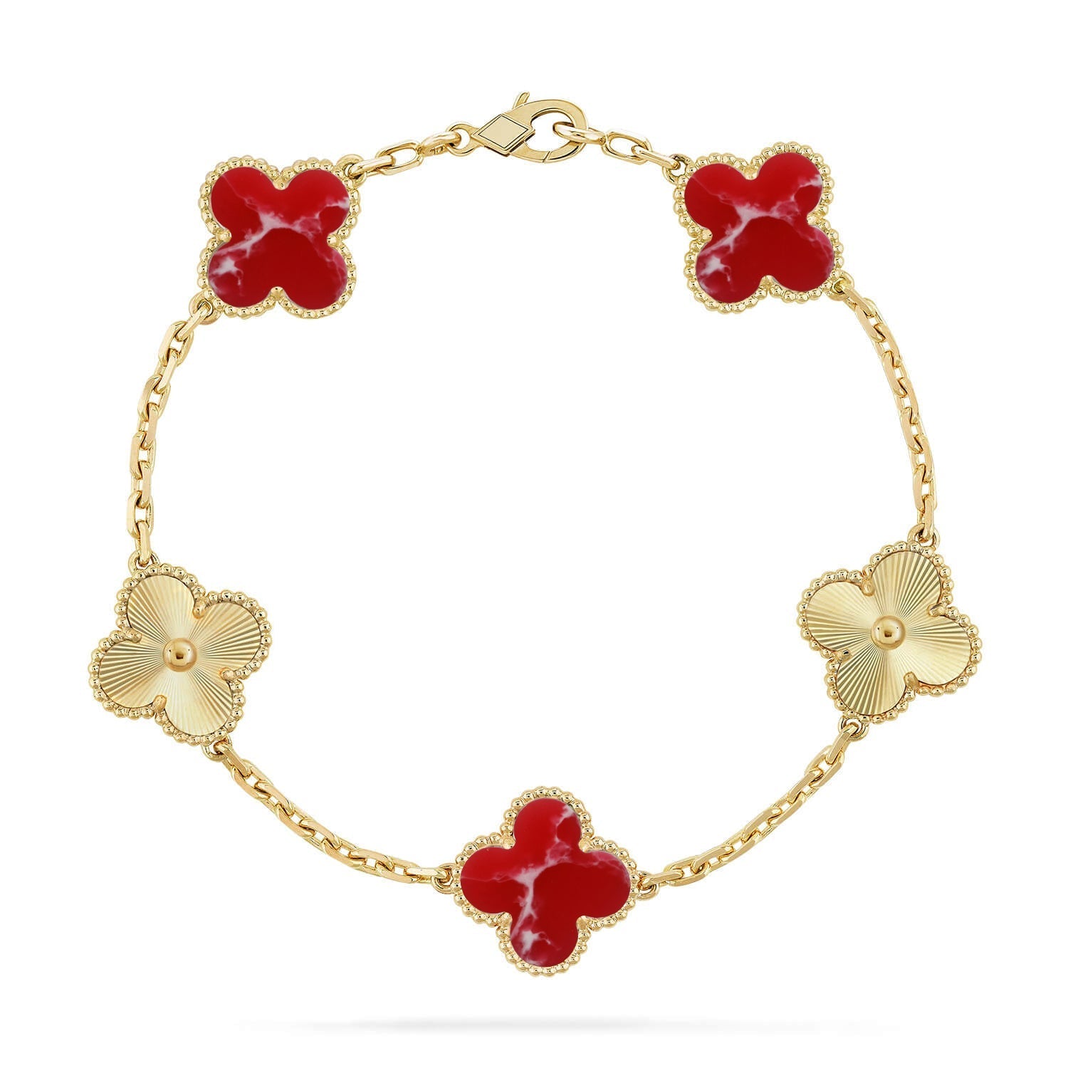 VCA CLOVER 5 MOTIF RED PATTERN BRACELET COLLECTION
