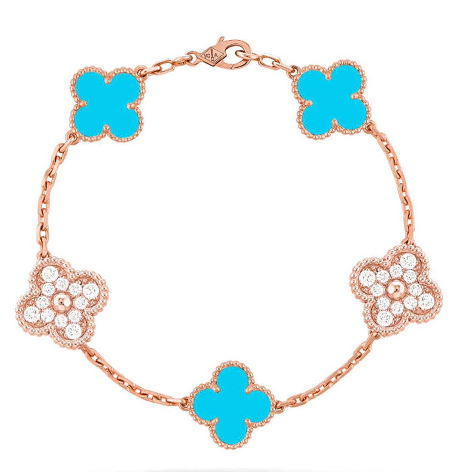 VCA CLOVER 5 MOTIF TURQUOISE BRACELET COLLECTION