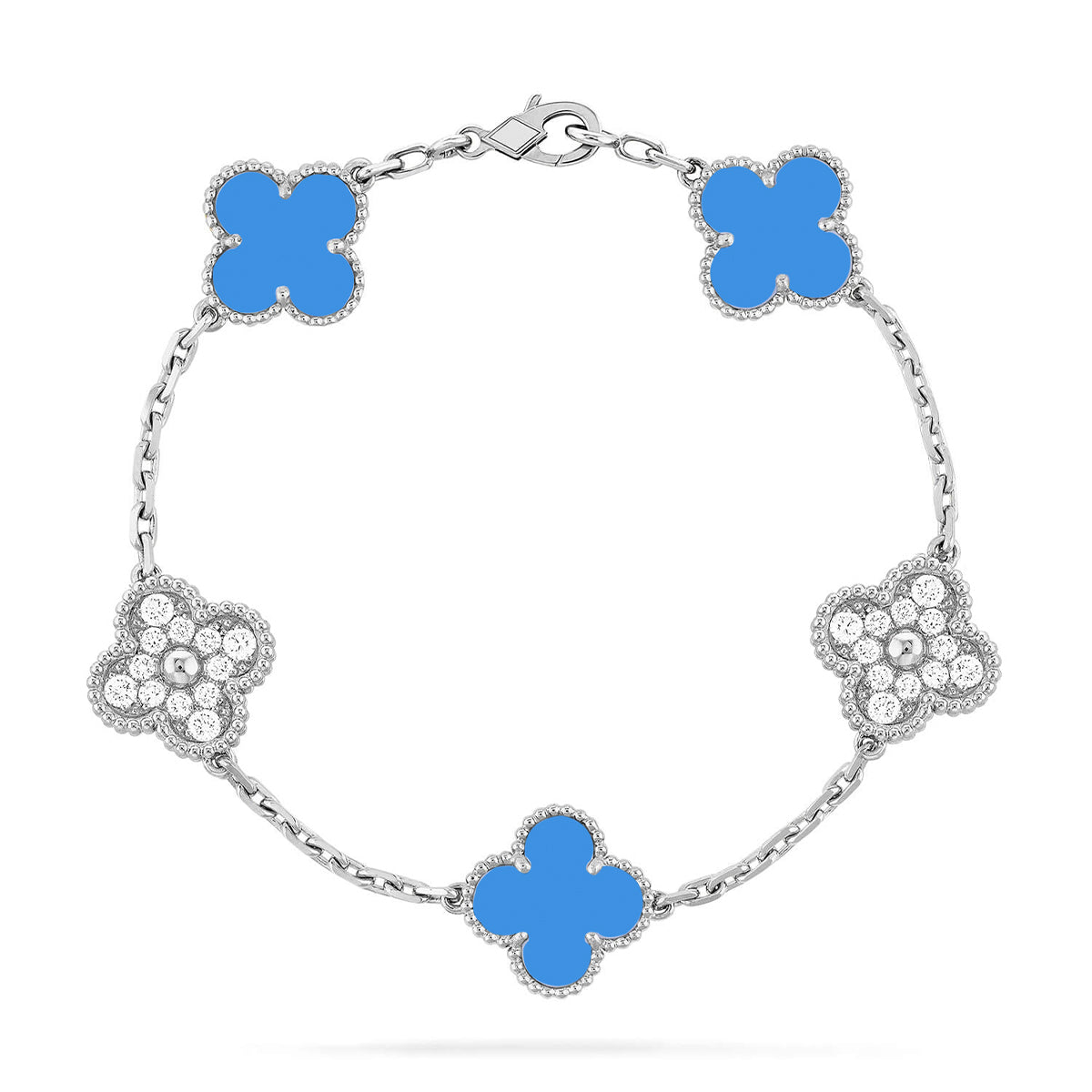 VCA CLOVER 5 MOTIF BLUE AGATE BRACELET COLLECTION