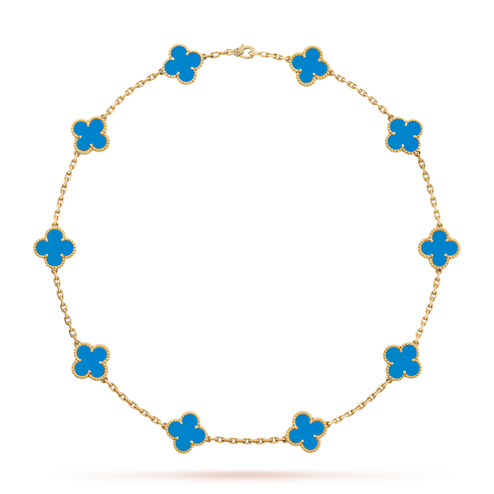 VCA CLOVER 10 MOTIFS BLUE AGATE NECKLACE