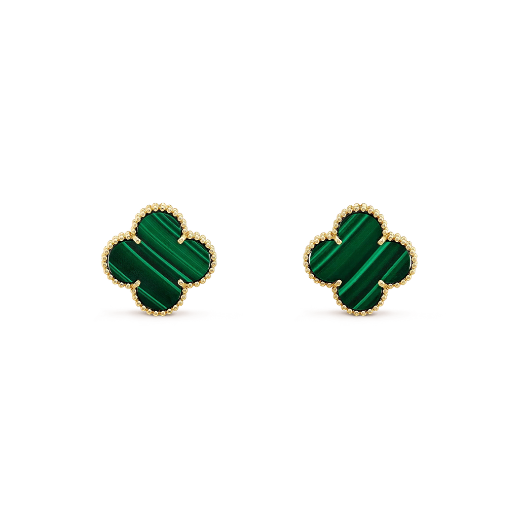 VCA CLOVER MINI 9.5MM MALACHITE EARRINGS