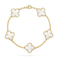 VCA CLOVER WHITE PEARL MOP 5 MOTIF BRACELET COLLECTION