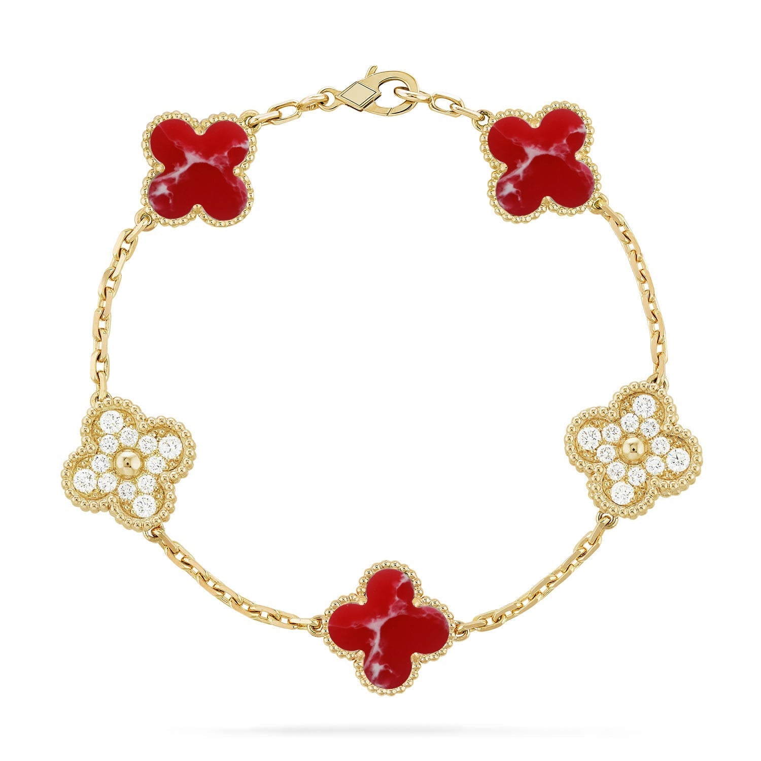 VCA CLOVER 5 MOTIF RED PATTERN BRACELET COLLECTION