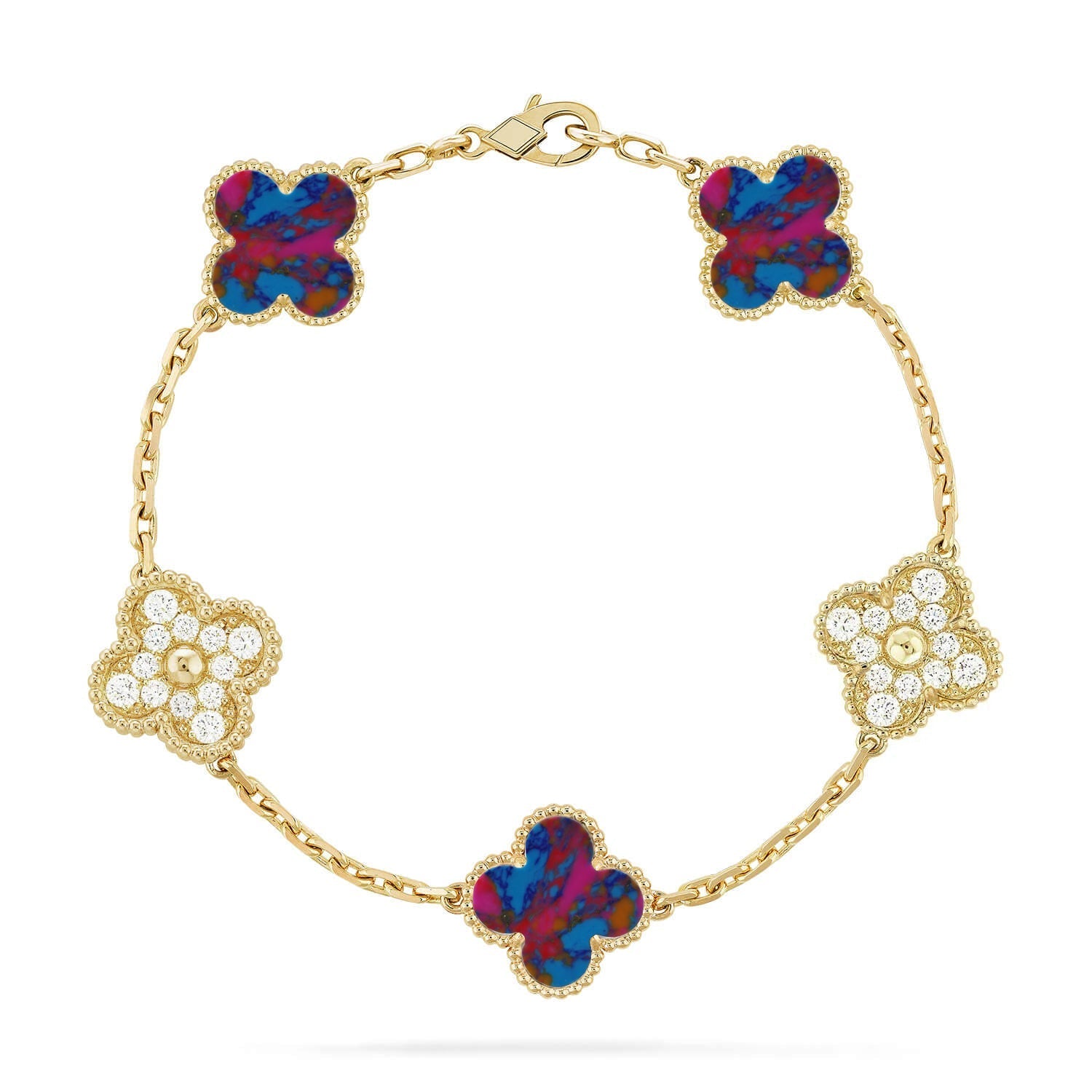 VCA CLOVER 5 MOTIF COLOR GEMSTONES BRACELET COLLECTION