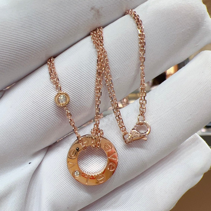 CARTIER LOVE NECKLACE 16MM 2 DIAMONDS