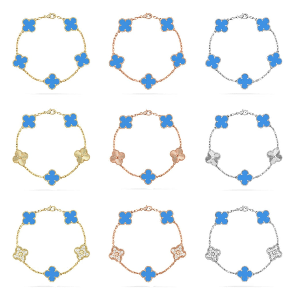 VCA CLOVER 5 MOTIF BLUE AGATE BRACELET COLLECTION
