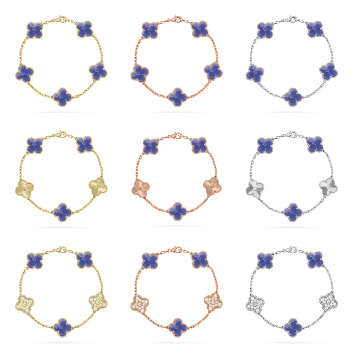 VCA CLOVER 5 MOTIF BLUE VEINS BRACELET COLLECTION