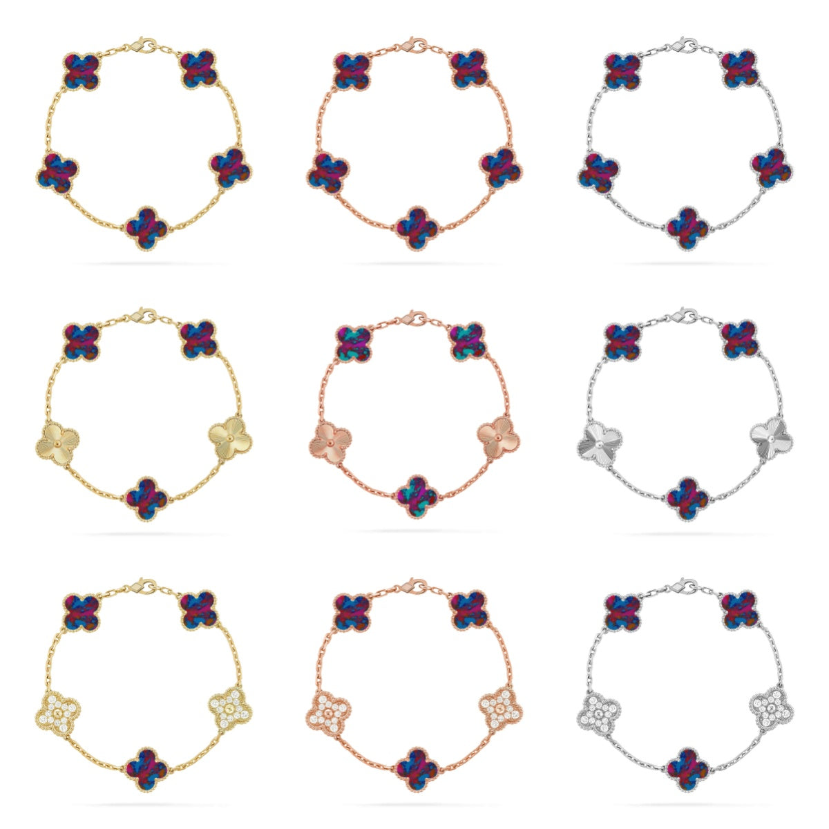 VCA CLOVER 5 MOTIF COLOR GEMSTONES BRACELET COLLECTION
