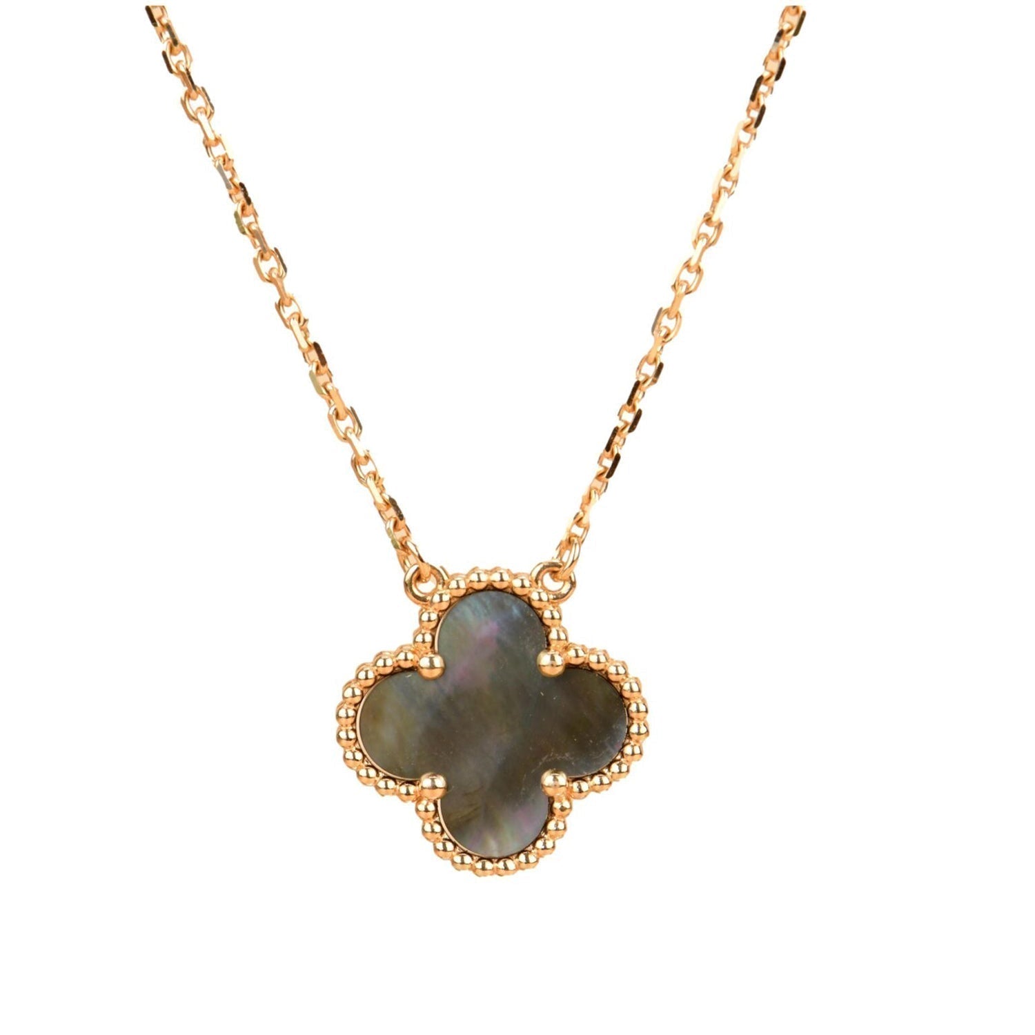 VCA CLOVER 15MM GRAY MOTHER OF PEARL NECKLACE